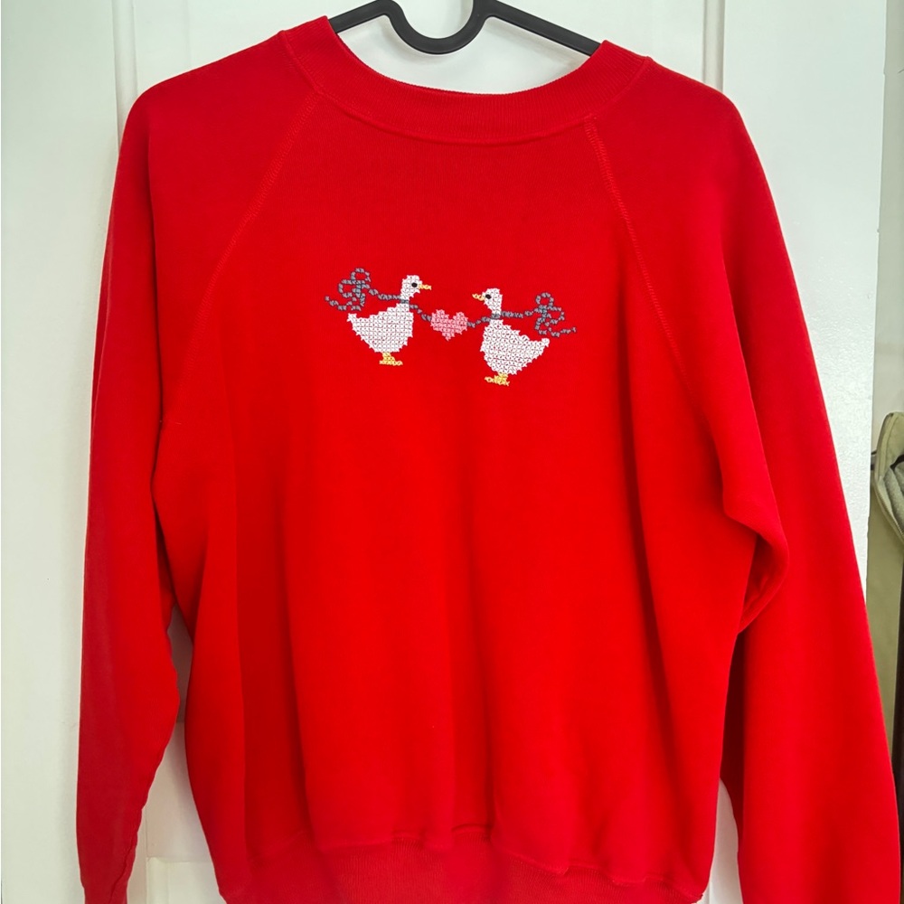 Hanes Red Sweater with Duck Design